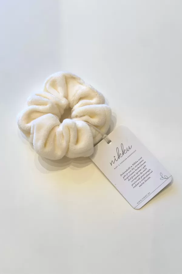 SCRUNCHIE bow plava pliš 