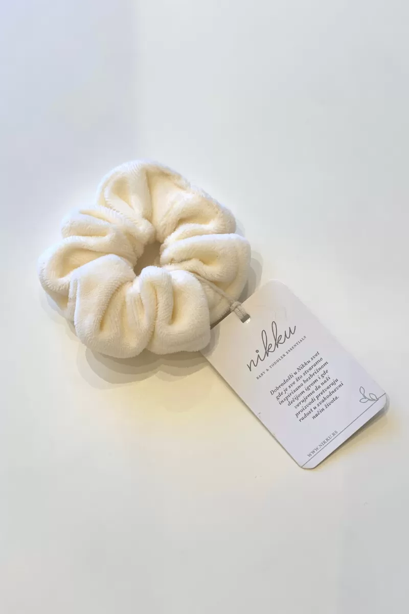 SCRUNCHIE bow plava pliš 